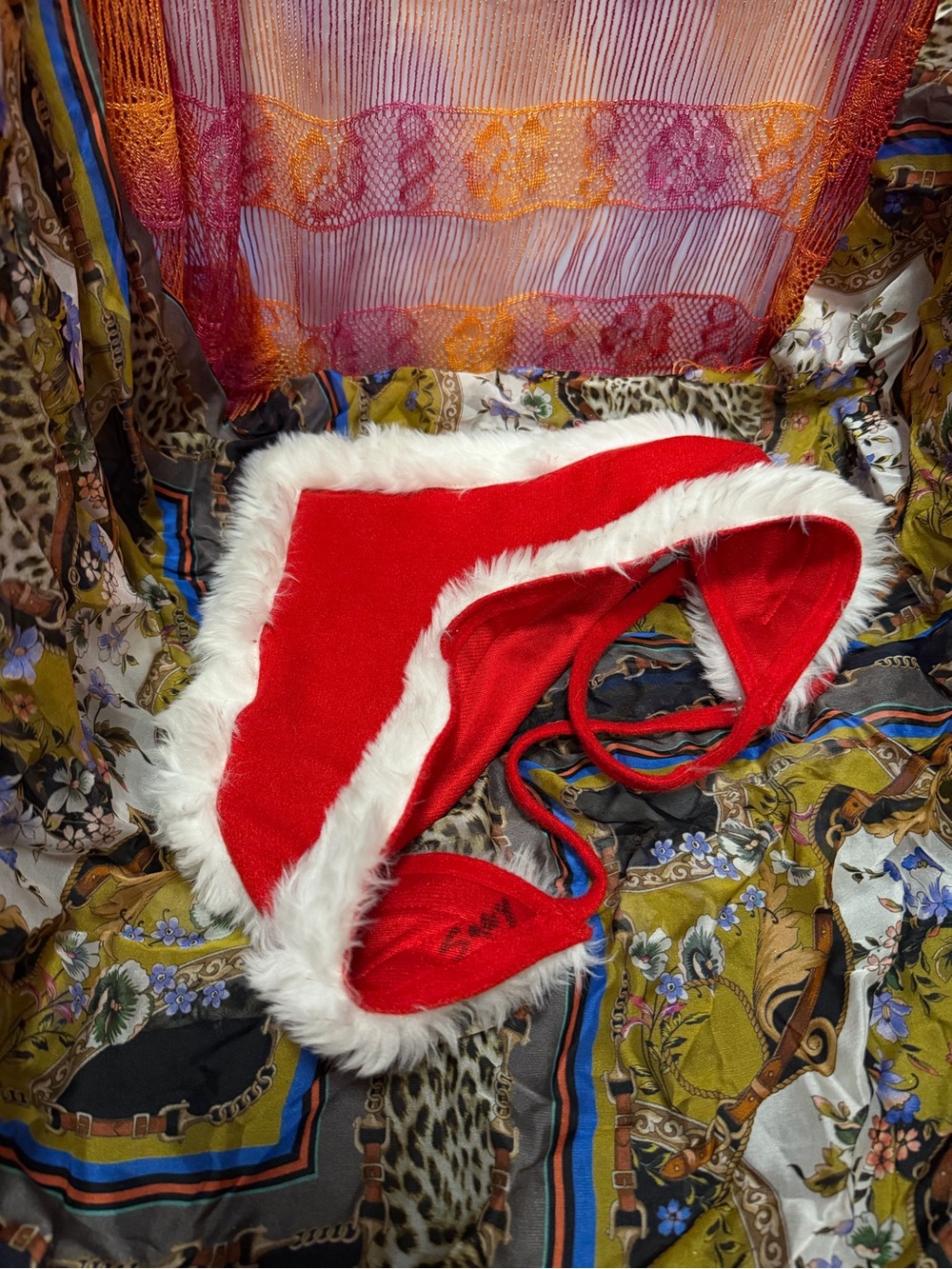 Sony Costumes Red Santa Bandana with White Fur Trim